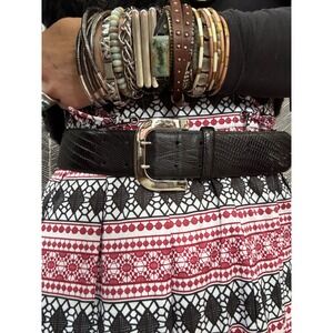 Ellen Tracy Black Embossed Leather Belt Sz M‎